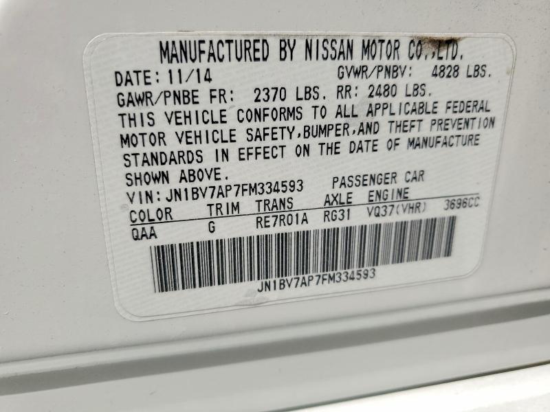 Продажа на аукционе авто 2015 Infiniti Q50, vin: JN1BV7AP7FM334593, номер лота: 63722826