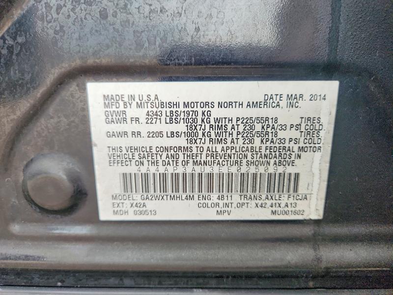 Продаж на аукціоні авто 2014 Mitsubishi Outlander Sport, vin: 4A4AP3AU3EE025092, номер лоту: 65895946