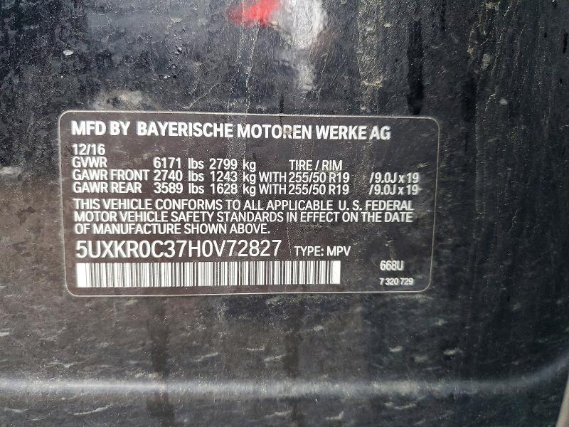Aukcja sprzedaży 2017 Bmw X5, vin: 5UXKR0C37H0V72827, numer aukcji: 66973366