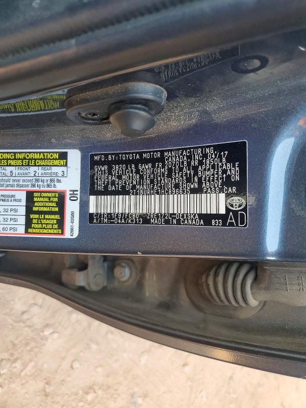 65164126 :رقم المزاد ، 2T1BURHE1HC896635 vin ، 2017 Toyota Corolla مزاد بيع