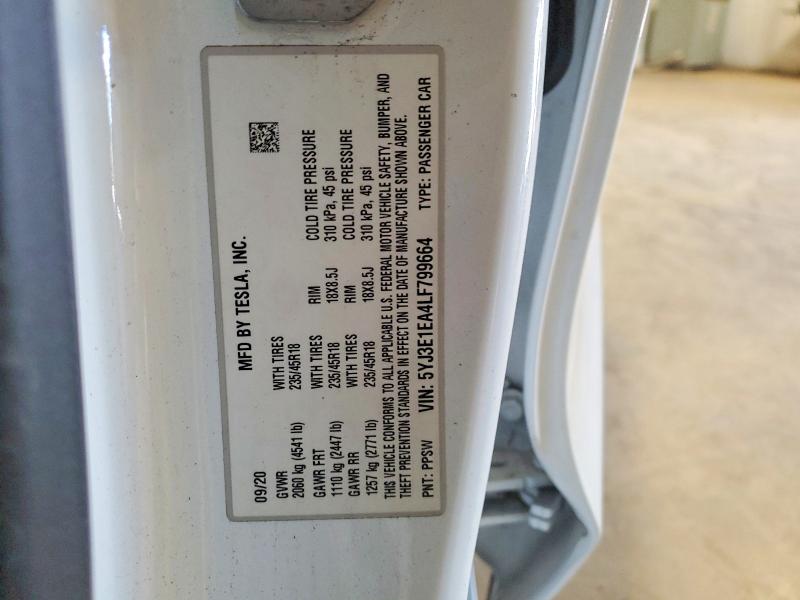 Продаж на аукціоні авто 2020 Tesla Model 3, vin: 5YJ3E1EA4LF799664, номер лоту: 66353876