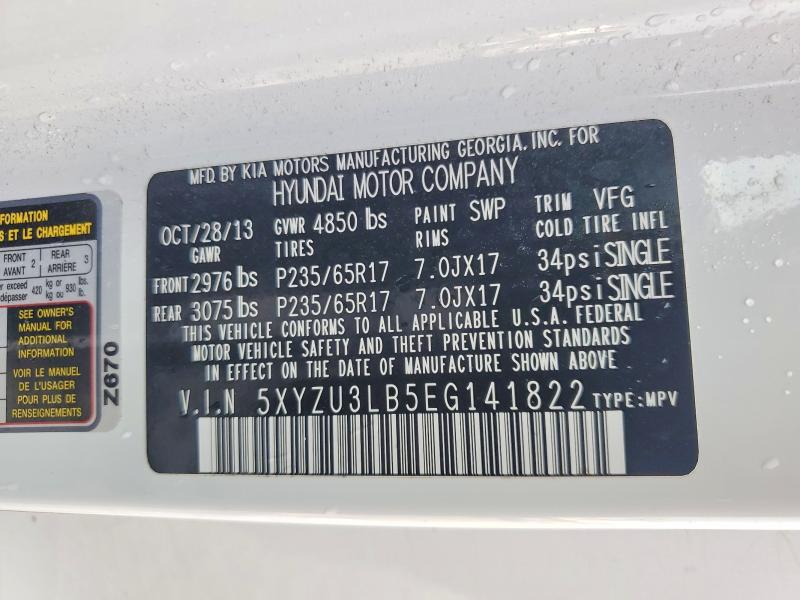 64729786 :رقم المزاد ، 5XYZU3LB5EG141822 vin ، 2014 Hyundai Santa Fe Sport مزاد بيع