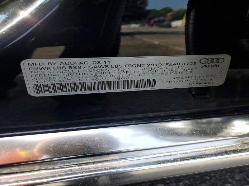Aukcja sprzedaży 2012 Audi A8, vin: WAURVAFDXCN008264, numer aukcji: 66100186