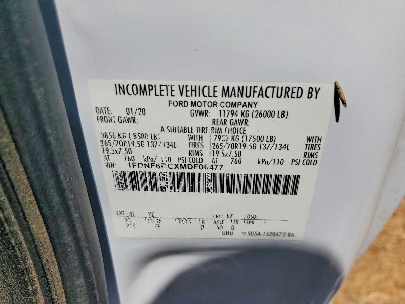 Продаж на аукціоні авто 2021 Ford F650, vin: 1FDNF6DCXMDF00477, номер лоту: 59410286