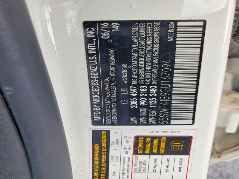 Aukcja sprzedaży 2016 Mercedes-benz C, vin: 55SWF4JB9GU167094, numer aukcji: 63304996