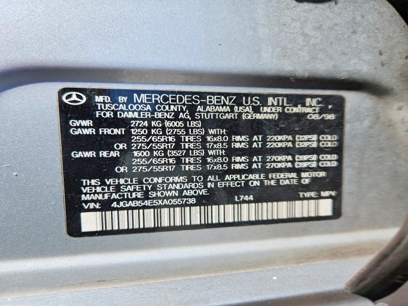 Продажа на аукционе авто 1999 Mercedes-benz Ml, vin: 4JGAB54E5XA055738, номер лота: 67011646