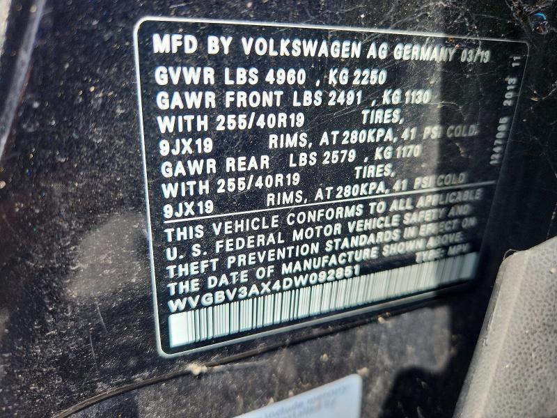 66165976 :رقم المزاد ، WVGBV3AX4DW092851 vin ، 2013 Volkswagen Tiguan مزاد بيع