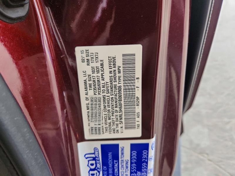 2015 Honda Odyssey მანქანა იყიდება აუქციონზე, vin: 5FNRL5H68FB069906, აუქციონის ნომერი: 64082726