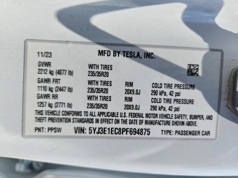 Aukcja sprzedaży 2023 Tesla Model 3, vin: 5YJ3E1EC8PF694875, numer aukcji: 64303816
