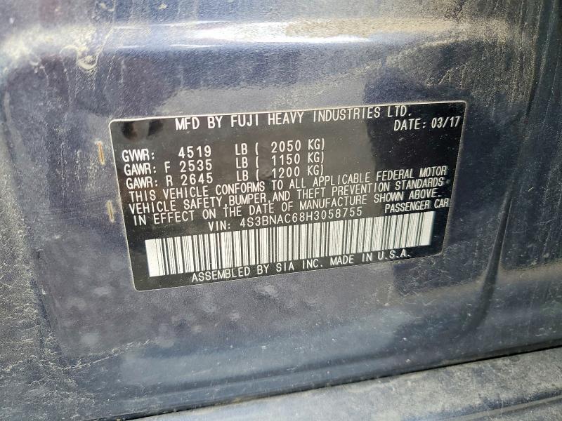 66349726 :رقم المزاد ، 4S3BNAC68H3058755 vin ، 2017 Subaru Legacy مزاد بيع