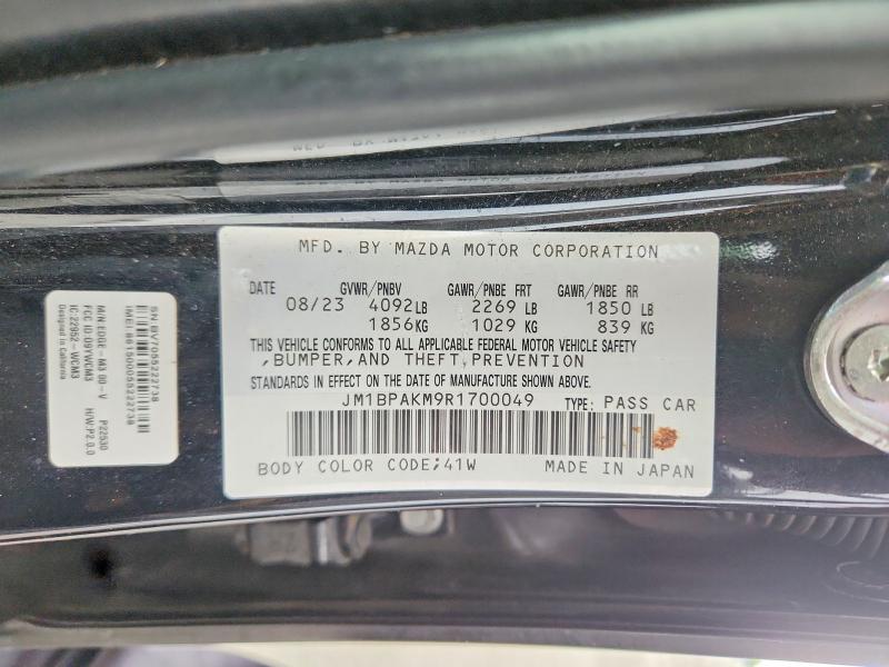 67098066 :رقم المزاد ، JM1BPAKM9R1700049 vin ، 2024 Mazda 3 مزاد بيع