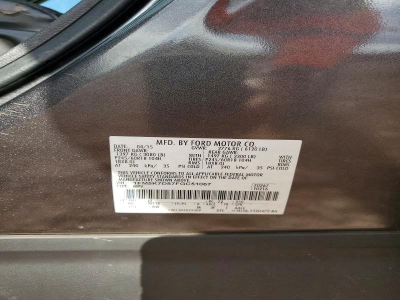 Aukcja sprzedaży 2015 Ford Explorer, vin: 1FM5K7D87FGC51067, numer aukcji: 66142636
