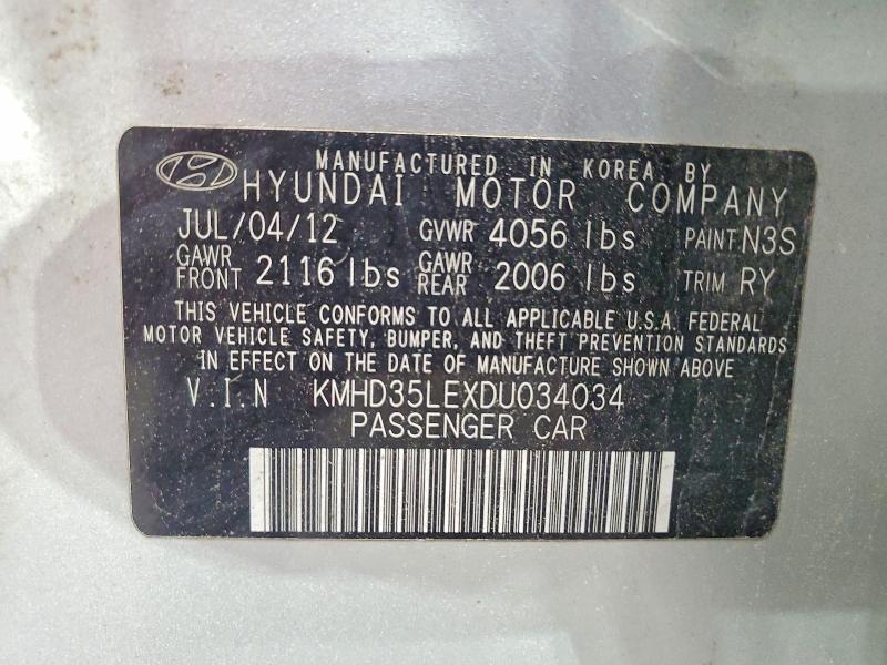 63471476 :رقم المزاد ، KMHD35LEXDU034034 vin ، 2013 Hyundai Elantra Gt مزاد بيع