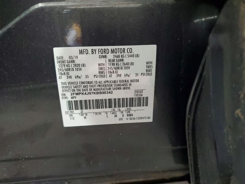 Продаж на аукціоні авто 2019 Ford Edge, vin: 2FMPK4J97KBB90342, номер лоту: 63022146
