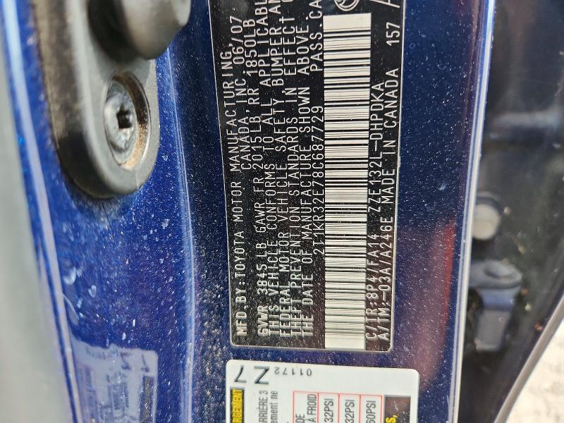Aukcja sprzedaży 2008 Toyota Matrix, vin: 2T1KR32E78C687729, numer aukcji: 65739856