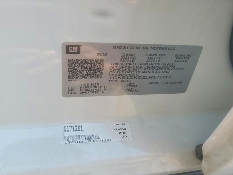 Aukcja sprzedaży 2020 Gmc Yukon, vin: 1GKS1DKC2LR171261, numer aukcji: 65009926