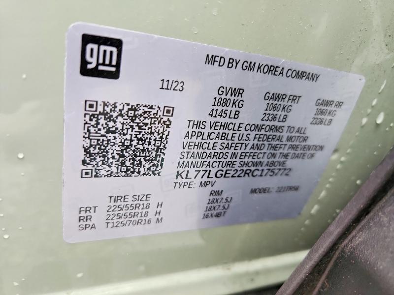 Aukcja sprzedaży 2024 Chevrolet Trax, vin: KL77LGE22RC175772, numer aukcji: 65652206
