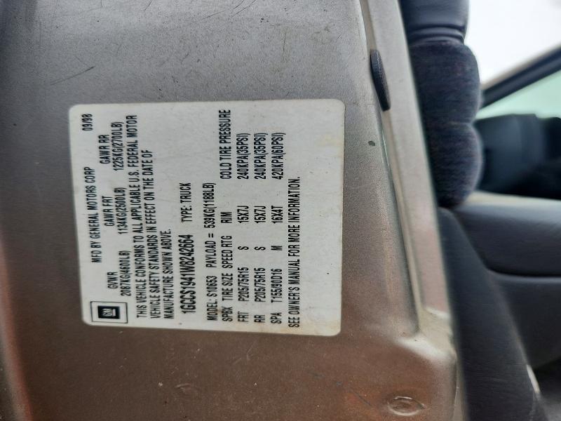 64330296 :رقم المزاد ، 1GCCS1941W8242664 vin ، 1998 Chevrolet S Truck مزاد بيع