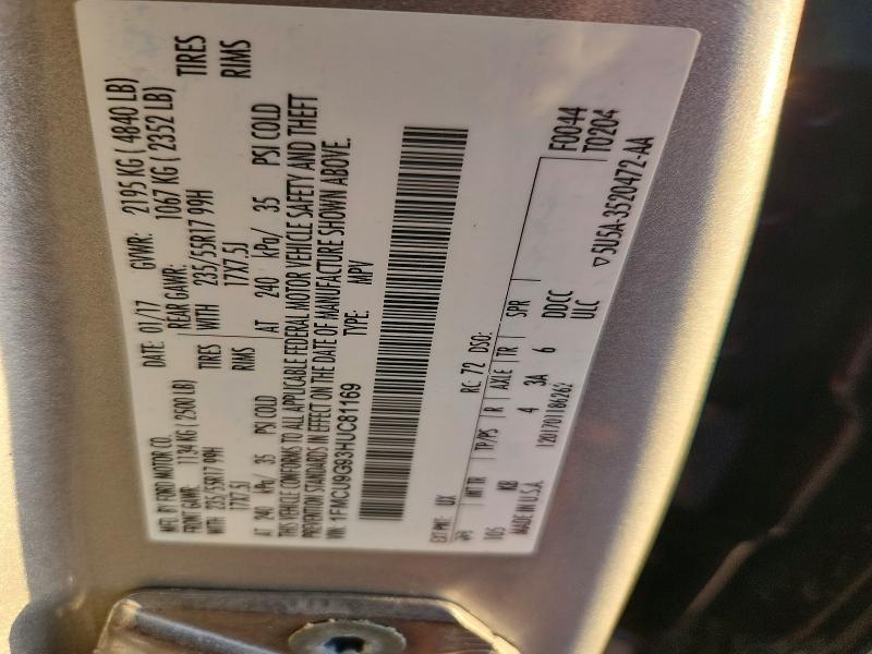 Aukcja sprzedaży 2017 Ford Escape, vin: 1FMCU9G93HUC81169, numer aukcji: 65213276