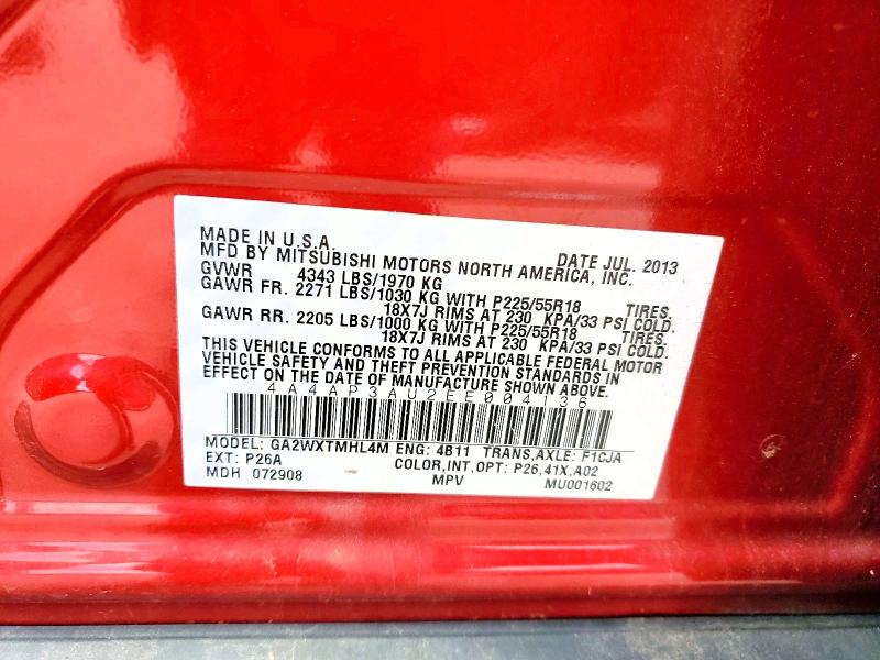 Aukcja sprzedaży 2014 Mitsubishi Outlander Sport, vin: 4A4AP3AU2EE004136, numer aukcji: 63526306