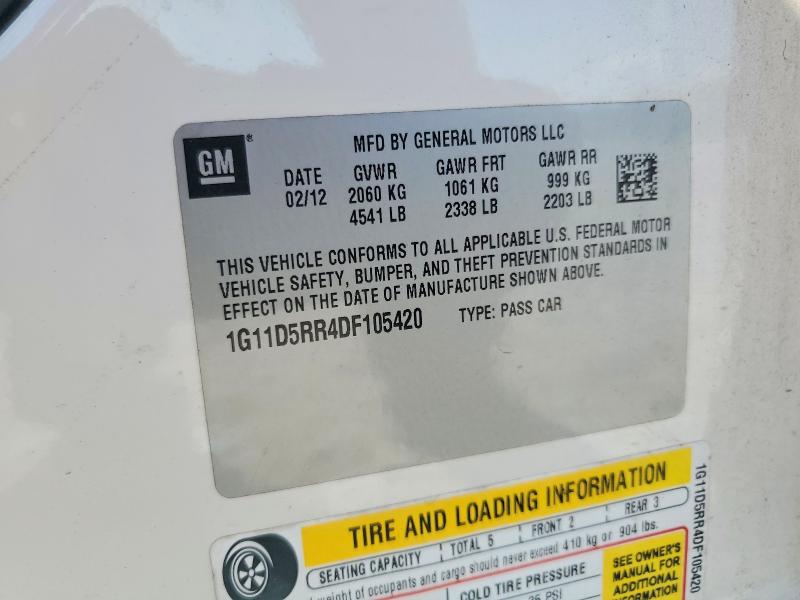 Auction sale of the 2013 Chevrolet Malibu, vin: 1G11D5RR4DF105420, lot number: 65173956