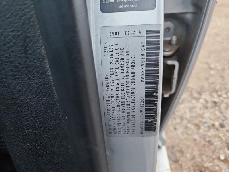 2004 Volkswagen Jetta მანქანა იყიდება აუქციონზე, vin: WVWSR61J74W139201, აუქციონის ნომერი: 64547036