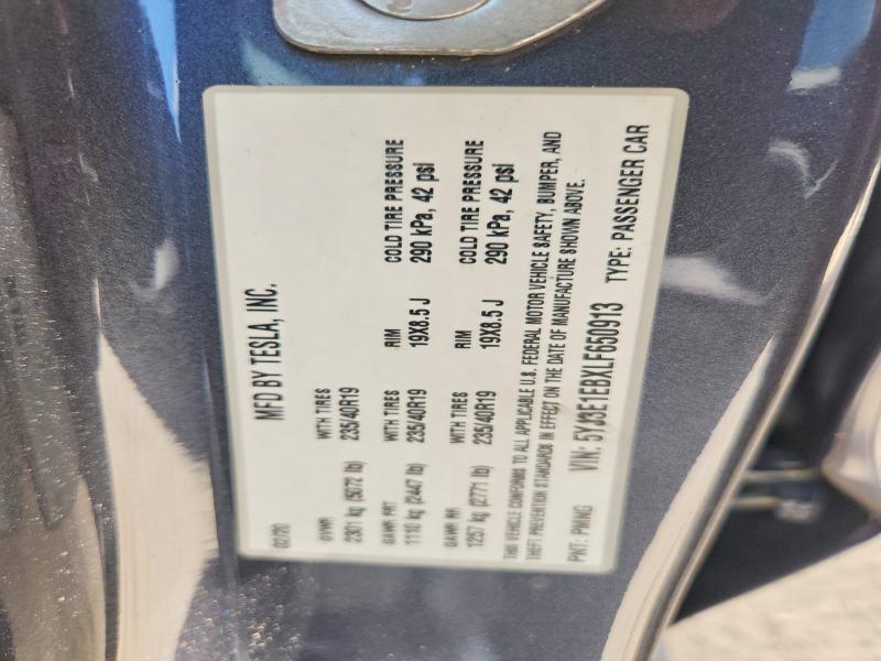 2020 Tesla Model 3 მანქანა იყიდება აუქციონზე, vin: 5YJ3E1EBXLF650913, აუქციონის ნომერი: 65147066
