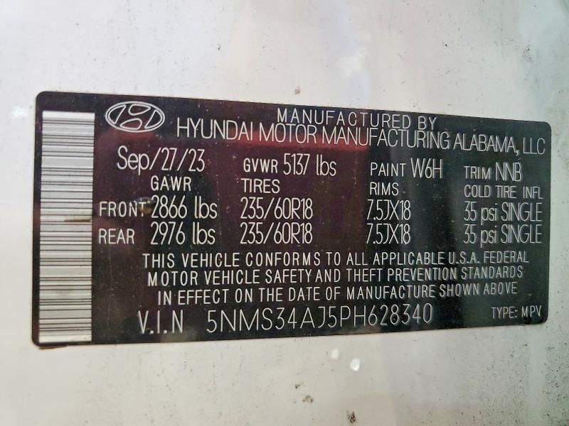 Продажа на аукционе авто 2023 Hyundai Santa Fe, vin: 5NMS34AJ5PH628340, номер лота: 63844046
