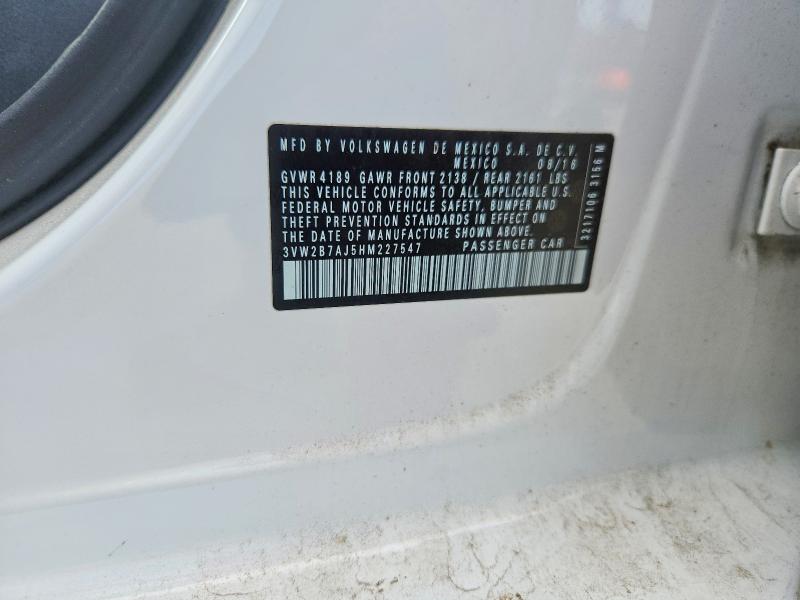 Продажа на аукционе авто 2017 Volkswagen Jetta, vin: 3VW2B7AJ5HM227547, номер лота: 67172236