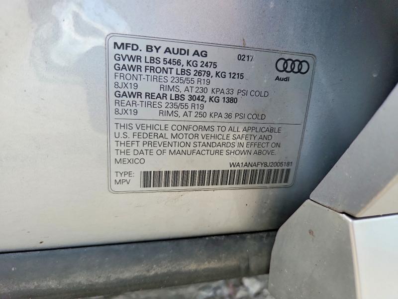 Aukcja sprzedaży 2018 Audi Q5, vin: WA1ANAFY8J2005181, numer aukcji: 63689596