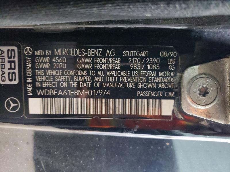 62822536 :رقم المزاد ، WDBFA61E8MF017974 vin ، 1991 Mercedes-benz 300 مزاد بيع