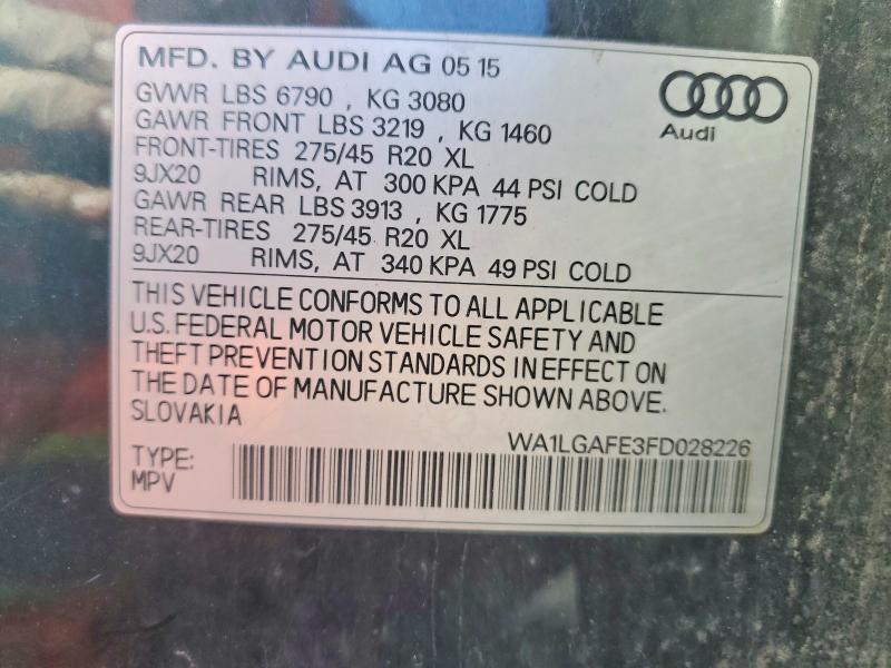 Продаж на аукціоні авто 2015 Audi Q7, vin: WA1LGAFE3FD028226, номер лоту: 66432316