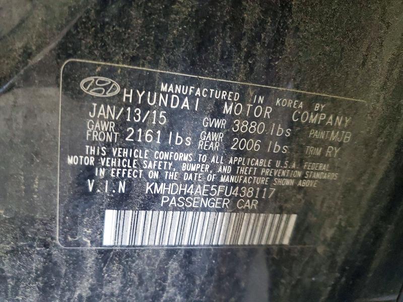 Aukcja sprzedaży 2015 Hyundai Elantra, vin: KMHDH4AE5FU438117, numer aukcji: 63766226