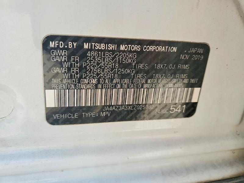 2020 Mitsubishi Outlander მანქანა იყიდება აუქციონზე, vin: JA4AZ3A3XLZ025082, აუქციონის ნომერი: 63479586