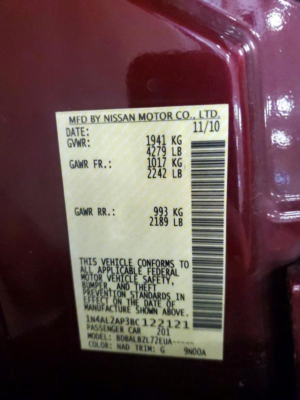 Продаж на аукціоні авто 2011 Nissan Altima, vin: 1N4AL2AP3BC122121, номер лоту: 64146096