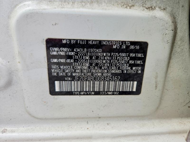 Aukcja sprzedaży 2016 Subaru Crosstrek, vin: JF2GPABC0G8345162, numer aukcji: 65334226