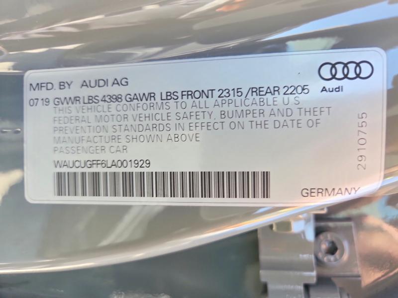 Aukcja sprzedaży 2020 Audi A3, vin: WAUCUGFF6LA001929, numer aukcji: 63339136