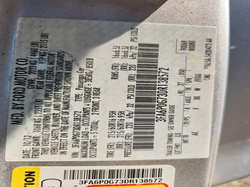 Aukcja sprzedaży 2013 Ford Fusion, vin: 3FA6P0G73DR138572, numer aukcji: 64334536