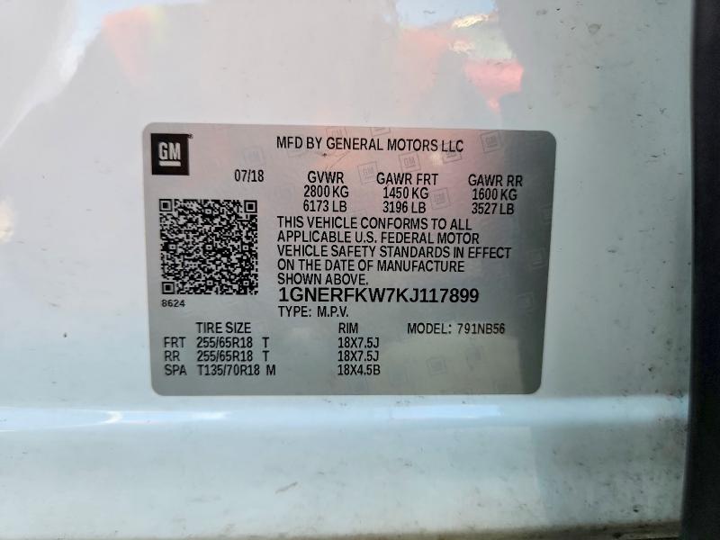 Aukcja sprzedaży 2019 Chevrolet Traverse, vin: 1GNERFKW7KJ117899, numer aukcji: 65693716