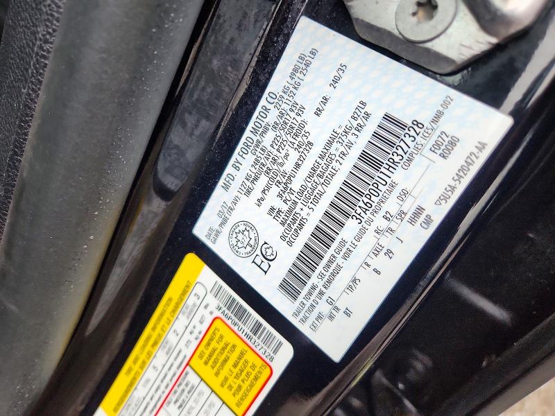 66245736 :رقم المزاد ، 3FA6P0PU1HR327328 vin ، 2017 Ford Fusion مزاد بيع