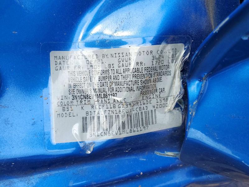 2021 Nissan Versa მანქანა იყიდება აუქციონზე, vin: 3N1CN8EV1ML861197, აუქციონის ნომერი: 65651926