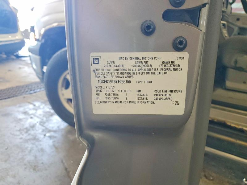 Aukcja sprzedaży 2000 Chevrolet Silverado, vin: 1GCEK19T6YE266155, numer aukcji: 64689546