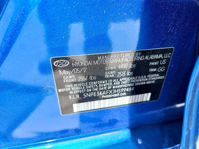 65395386 :رقم المزاد ، 5NPE34AFXJH599484 vin ، 2018 Hyundai Sonata مزاد بيع