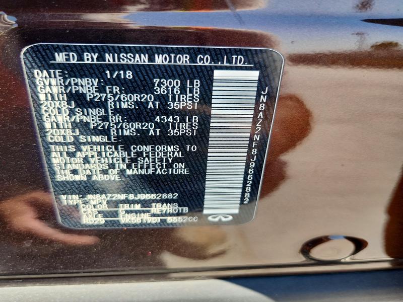 2018 Infiniti Qx80 მანქანა იყიდება აუქციონზე, vin: JN8AZ2NF8J9662882, აუქციონის ნომერი: 67204366