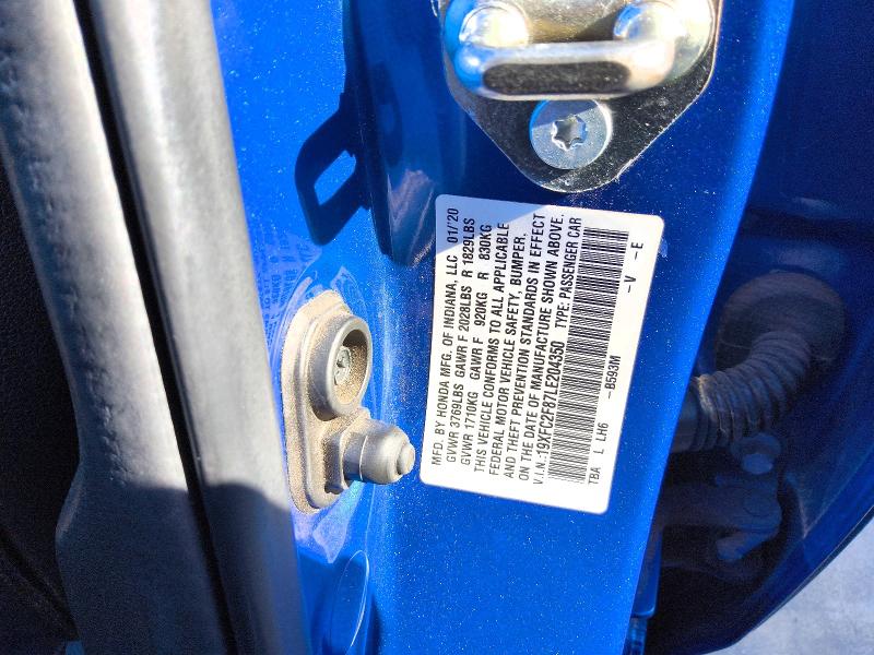 Продажа на аукционе авто 2020 Honda Civic, vin: 19XFC2F87LE204350, номер лота: 63641906