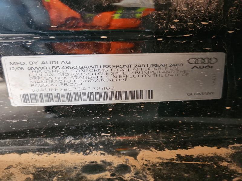 65159276 :رقم المزاد ، WAUEF78E76A172863 vin ، 2006 Audi A4 مزاد بيع