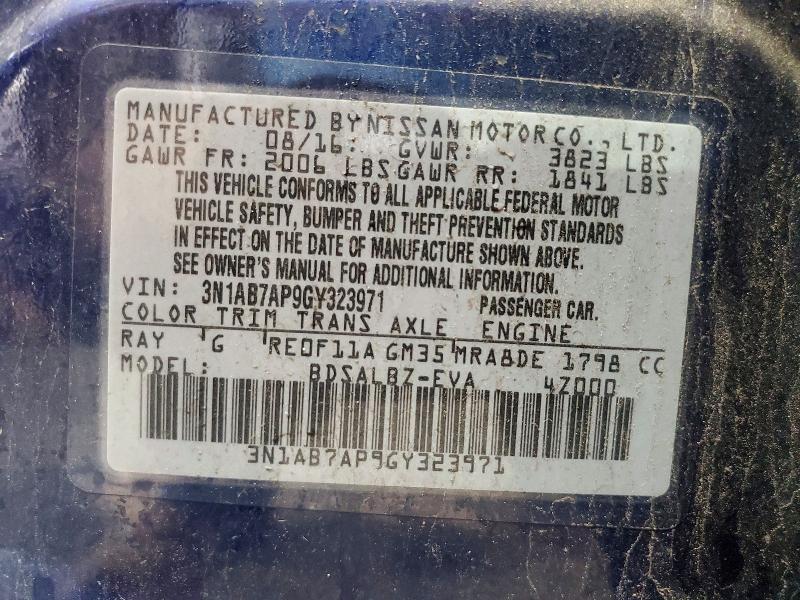Aukcja sprzedaży 2016 Nissan Sentra, vin: 3N1AB7AP9GY323971, numer aukcji: 64184536