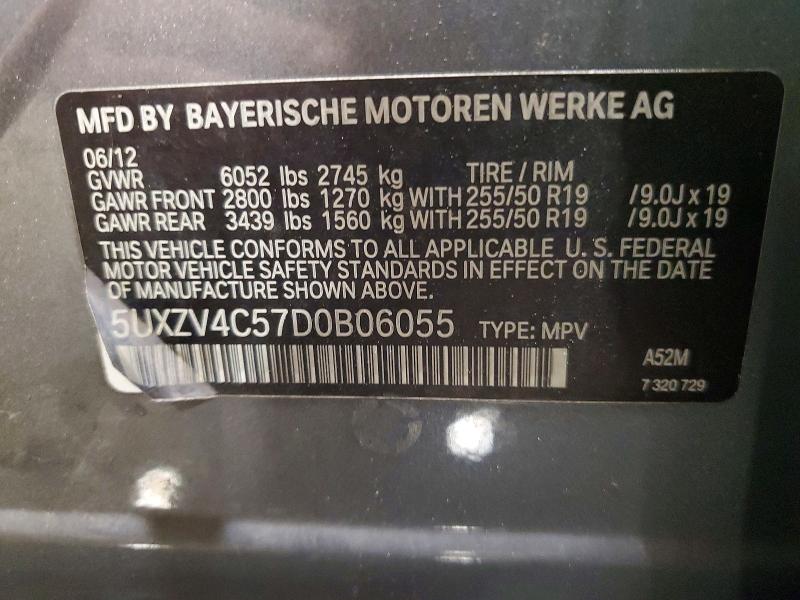 64237456 :رقم المزاد ، 5UXZV4C57D0B06055 vin ، 2013 Bmw X5 مزاد بيع