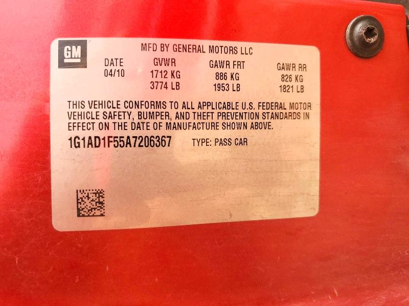 Продажа на аукционе авто 2010 Chevrolet Cobalt, vin: 1G1AD1F55A7206367, номер лота: 63172586