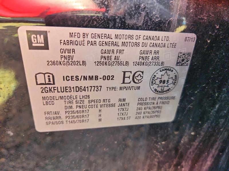 Продажа на аукционе авто 2013 Gmc Terrain, vin: 2GKFLUE31D6417737, номер лота: 64436966